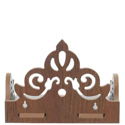 Brown Carved Design Laminated Wood Pooja Shelf By eCraftIndia image 5