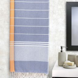 Arrabi Set Of 2 Striped Handwoven 210 GSM Cotton Bath Towels-picture-11