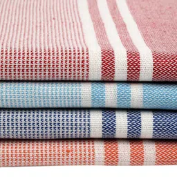 Arrabi Set Of 4 Striped Handwoven Cotton 210 GSM Bath Towels image 2