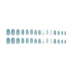 LICK Set Of 30 Glossy Glitter Press On Artificial Nails - Grey image 3