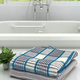 Athom Trendz Set Of 2 Striped 210 GSM Cotton Bath Towels-image-65