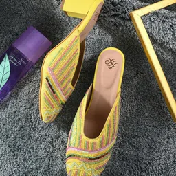 House of Pataudi Embellished Ethnic Block Mules-picture-33