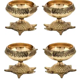 Fashion Bizz Set Of 4 Gold-Toned Kachua Diyas-image-11