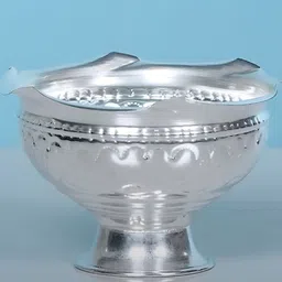 Sigaram Textured German Silver Pooja Flower Basket-image-19