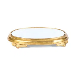 THE HOME CO. Gold Toned & Transparent Glass Platform Chowki-picture-48