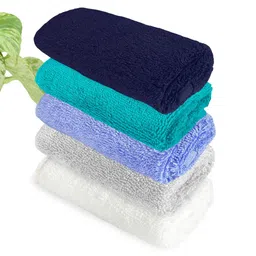 Heelium Blue & Teal 5 Pcs Bamboo 600GSM Anti Bacterial Face Towels-image-24