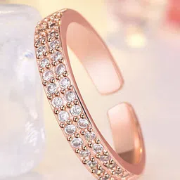 MYKI Rose Gold-Plated CZ-Studded Adjustable FingerRing-picture-38