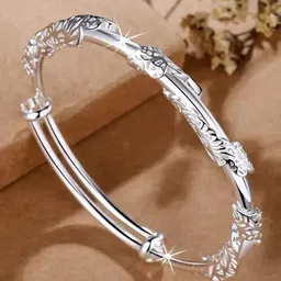 MYKI Women Cubic Zirconia Silver-Plated Kada Bracelet-image-13