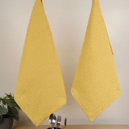 Jamio Firati 2-Pcs Yellow Self Design Pure Cotton Kitchen Towels-image-65