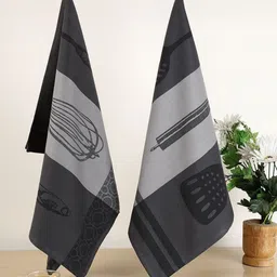 Jamio Firati 2-Pcs Black & Grey Printed Pure Cotton Kitchen Towels-picture-18