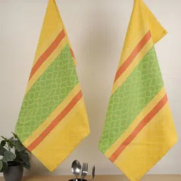 Jamio Firati 2-Pcs Yellow & Green Printed Pure Cotton Kitchen Towels-image-58