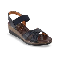 Catwalk Cross Strap Textured Leather Wedges With Backstrap-image-18