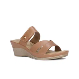 bata comfit Bata CHANNEL MULE Textured Open Toe Wedge Heels-picture-32