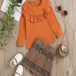 YK Girls Long Sleeve Top & Skirt Clothing Set-image-76