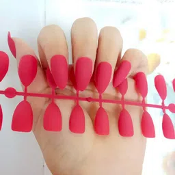 Secret Lives Set of 24 Plain Matte Fake Nail Extensions - Matt Dark Pink image 1