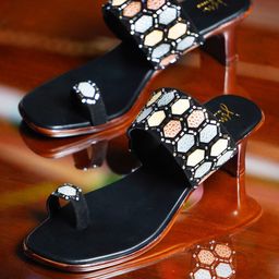 JM Looks Ethnic Embellished One Toe Block Heels-picture-47