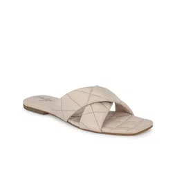 Delize Women Off White Quilted Open Toe Flats-picture-20