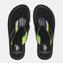 u.s. polo assn. U S Polo Assn Men Black & Green PU Comfort Sandals-picture-21