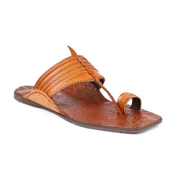 PRIVO by Inc.5 Men Tan Brown One Toe Ethnic Leather Comfort Sandals-picture-10