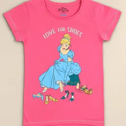 Kids Ville Girls Pink Disney Princess Printed CottonT-shirt-picture-31