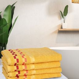 BIANCA Yellow Pack Of 4 450 GSM Mercerized Combed Cotton Towels-picture-31