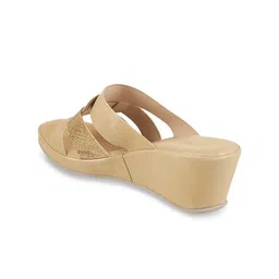 Metro Beige Textured Wedge Sandals image 3