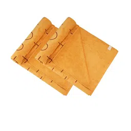 Black gold Set Of 2 Yellow Printed 400 GSM Microfiber Bath Towels image 5