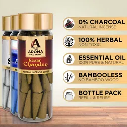 The Aroma Factory 3 Pieces Wooden Sage,Fresh,Saffron Sandal Dhoop ConePooja Essentials image 5