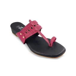 THE MADRAS TRUNK Laser Cut Leather Kolhapuri Block Heels image 3