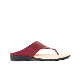 Khadims Textured T-Strap Flats With Laser Cuts image 3