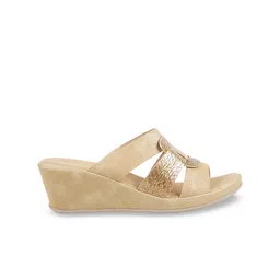 Metro Beige Textured Wedge Sandals image 4