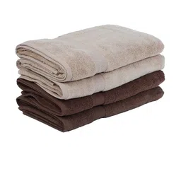 BIANCA Set Of 4 Beige & Brown Solid 380 GSM Pure Cotton Terry Bath Towels image 3