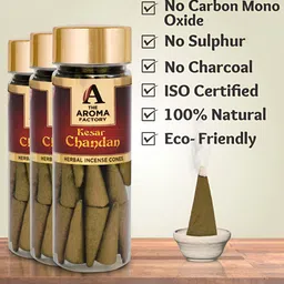 The Aroma Factory 3 Pcs Wooden Kesar Chandan Dhoop Cone Pooja Essentials image 2
