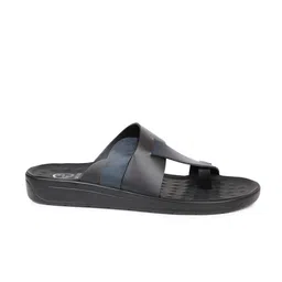 PRIVO by Inc.5 Men Blue & Black Leather Comfort Sandals image 2