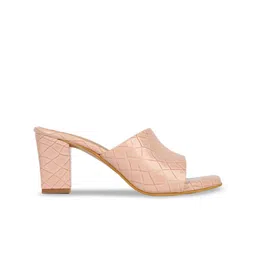 ICONICS Women Pink Textured Block Heels image 3