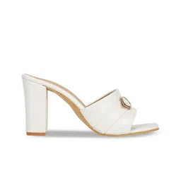 ICONICS White Textured Block Sandals image 2