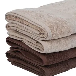 BIANCA Set Of 4 Beige & Brown Solid 380 GSM Pure Cotton Terry Bath Towels image 4