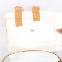 THE HOME CO. Gold Toned & Transparent Glass Platform Chowki image 2