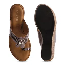 ERIDANI Textured Open Toe Wedge Heels image 4