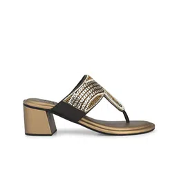 Zebba Women Brown Embellished Block Heels image 5