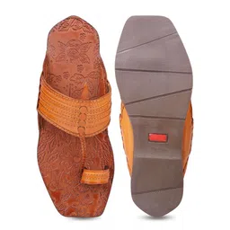 PRIVO by Inc.5 Men Tan Brown One Toe Ethnic Leather Comfort Sandals image 2