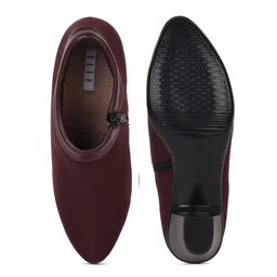 ELLE Women Maroon Block Heel Regular Boots image 2