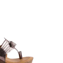 ERIDANI Textured Open Toe Wedge Heels image 5