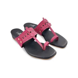 THE MADRAS TRUNK Laser Cut Leather Kolhapuri Block Heels image 2