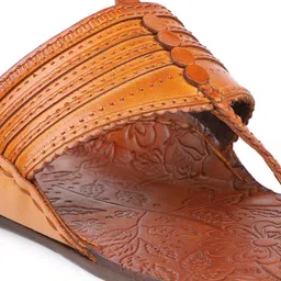 PRIVO by Inc.5 Men Tan Brown One Toe Ethnic Leather Comfort Sandals image 3