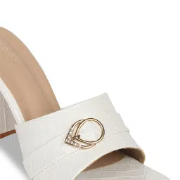 ICONICS White Textured Block Sandals image 5