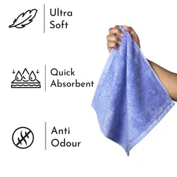 Heelium Set of 3 Blue Solid 600 GSM Face Towels image 5