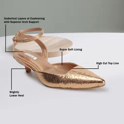 ELLE Rose Gold Work Kitten Pumps with Tassels image 4
