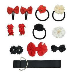 FUNKRAFTS Girls Red & Black Embellished Hair Accessory Set of 11-picture-10