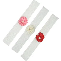 FUNKRAFTS Girls White & Pink Set of 3 Lace Hairband image 2